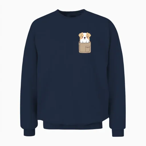 Dog in Pocket Funny Puppy for Dog Lovers Unisex Sweatshirt - Navy