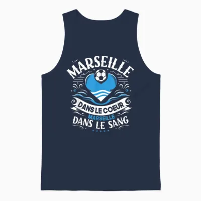Gift Marseillais Funny Heart Marseille Football T-Shirt, Black Unisex Tank Top - Navy