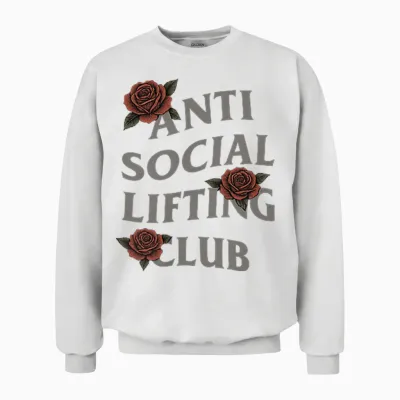 Anti-Social Lifting Club Roses Powerlifting Design Unisex Sweatshirt - White