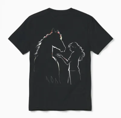 Pferd Und Mädchen Süßes Reiter Motiv Stall Und Reiten Pferde Unisex T-Shirt - Black
