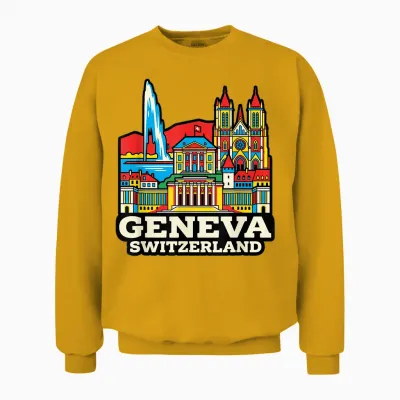 Genève Suisse Voyage Souvenir Ville Cadeau Unisex Sweatshirt - Gold