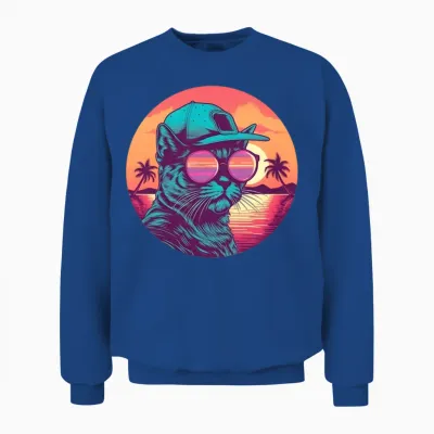 Retro Cat Lovers Vintage Unisex Sweatshirt - Royal