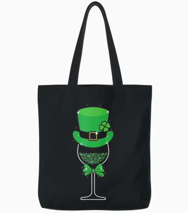 Leprechaun's Touch St. Patrick's Festive Wine Hat Women's Men's T-Shirt, Black, S Tote Bags in Black