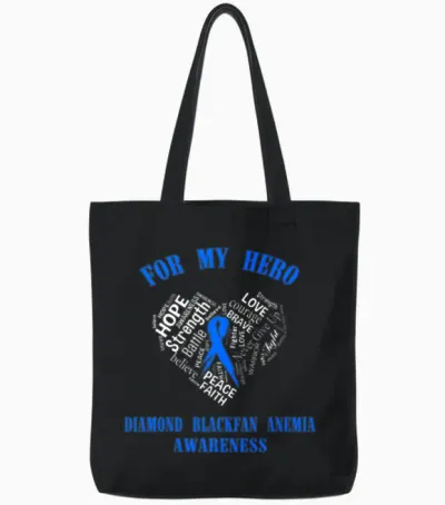 For My Hero Diamond Blackfan Anemia Awareness Tote Bags - Black