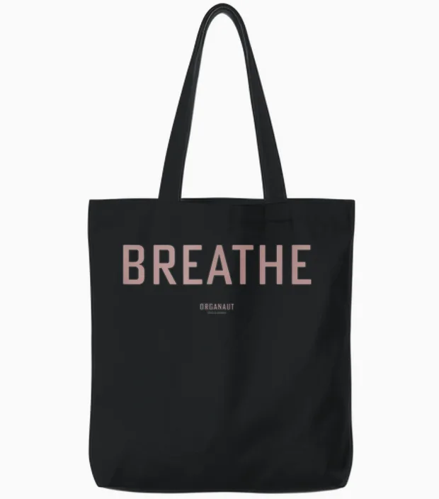 Organaut :: Breathe - Minimalistisches Mantra Tote Bags in Black