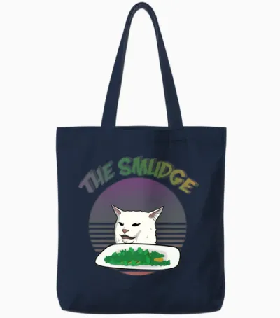 Smudge the Cat Meme Tote Bags - Navy