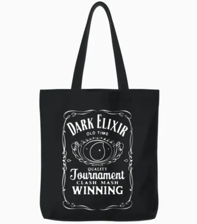 New Popular Dark Elixir Clash of Clans Quote Coc Tote Bags - Black