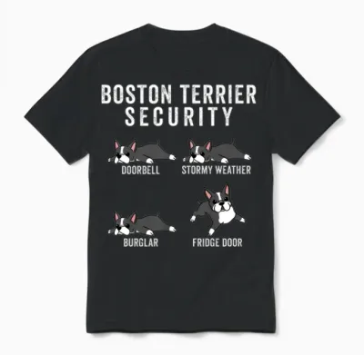 Boston Terrier Security Unisex T-Shirt - Black