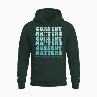 Sexual Assault Awareness Month Consent Matters Teal Ribbon Unisex Hoodie - Forest