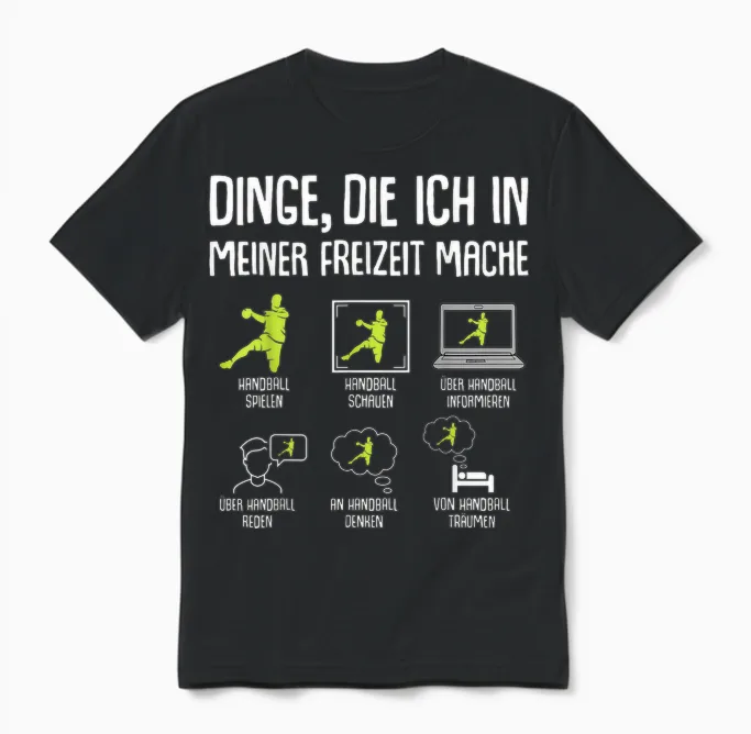 Handballer Handball Boys Children's Men's T-Shirt, Black Unisex T-Shirt in Black