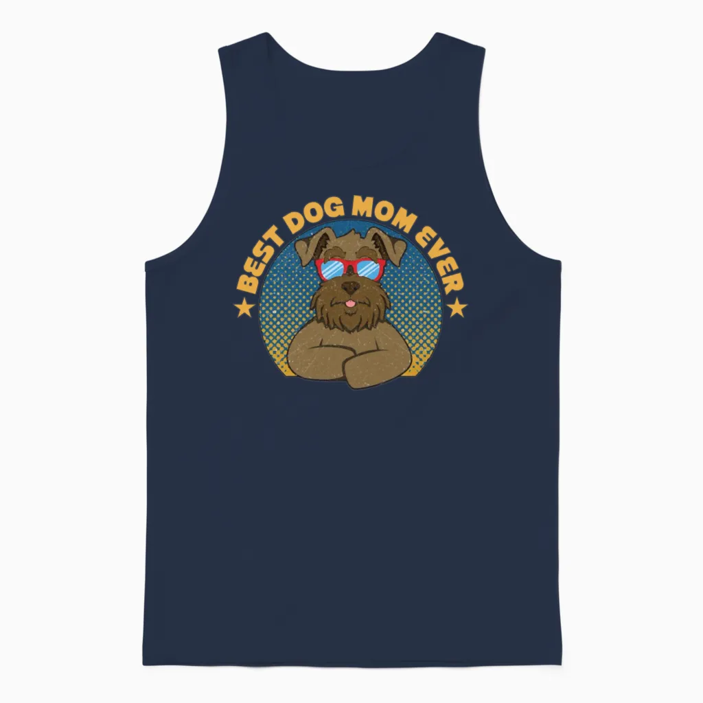 Best Dog Mom Ever Miniature Schnauzer Unisex Tank Top in Navy