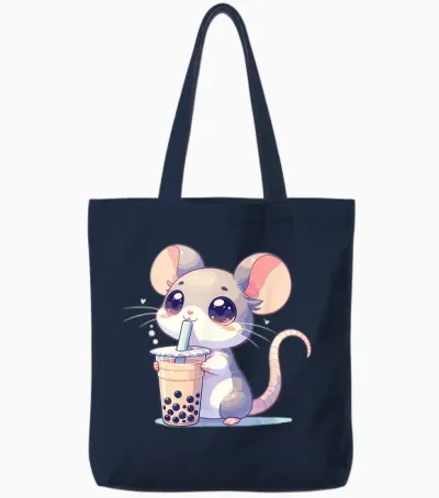 Kawaii Mäuse Bubble Tea Boba Maus Tote Bags - Navy