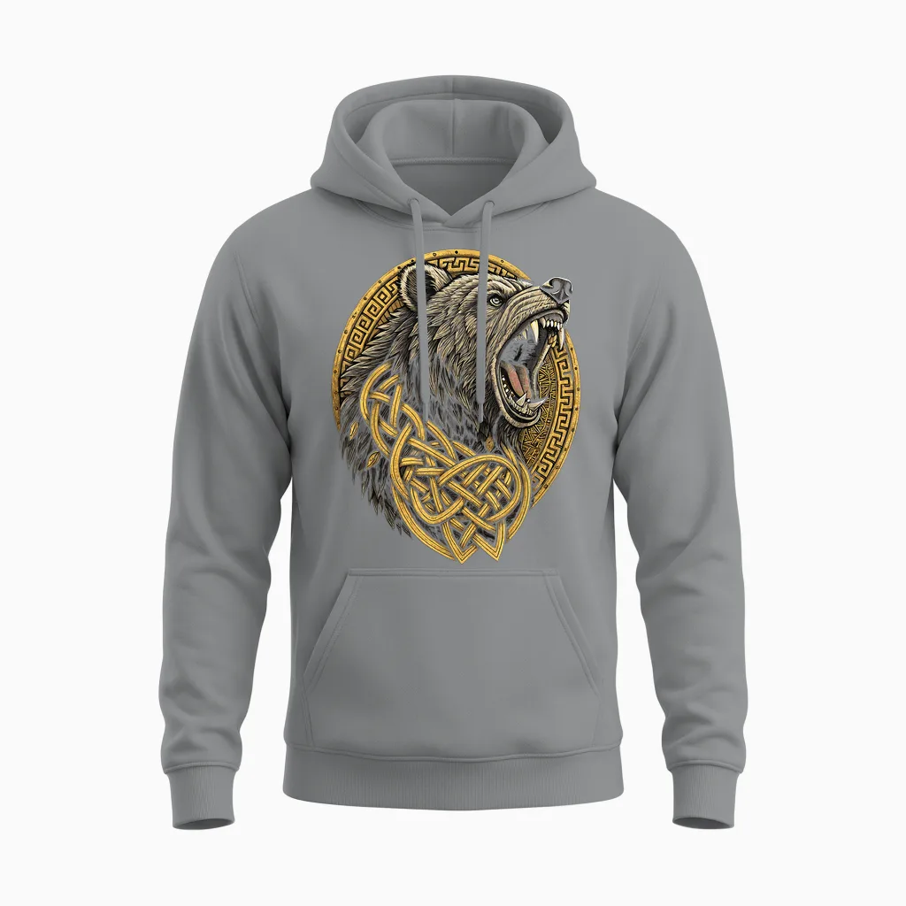 Ours Scandinave Noué – Ours Viking Unisex Hoodie in Sport Grey