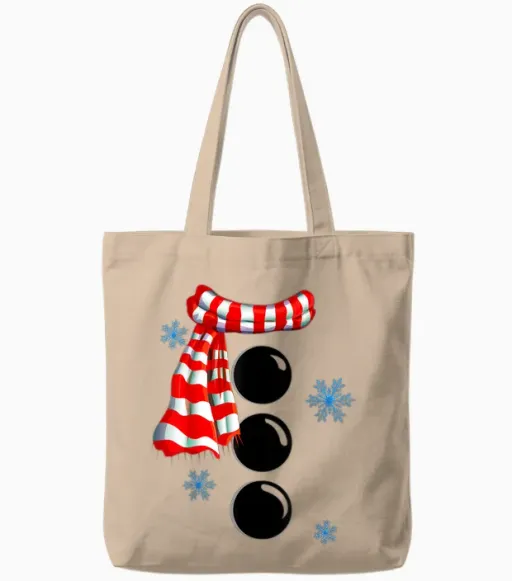 Snowflake Snowman Costumes Christmas Family Matching Tote Bags - Natural