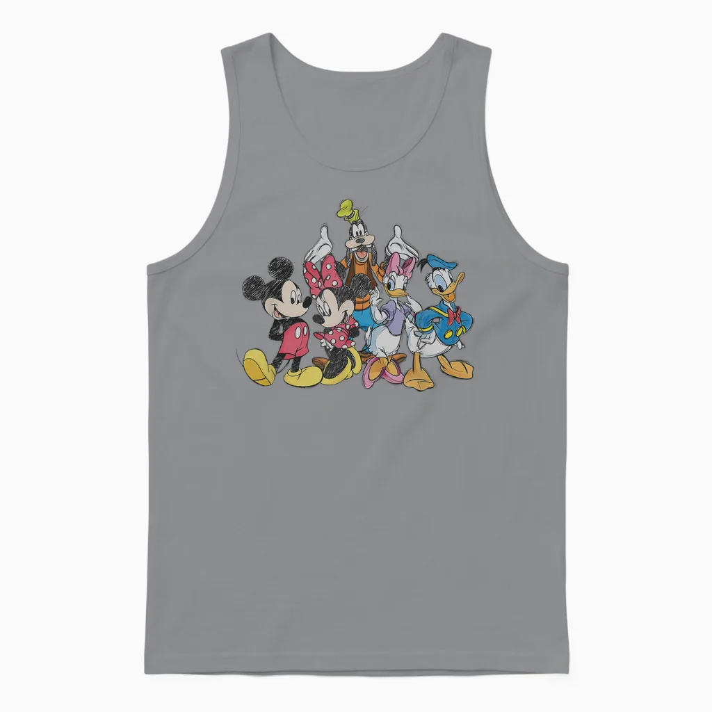 Disney Mickey Mouse and Friends Short Sleeve Unisex Tank Top - Sport Grey