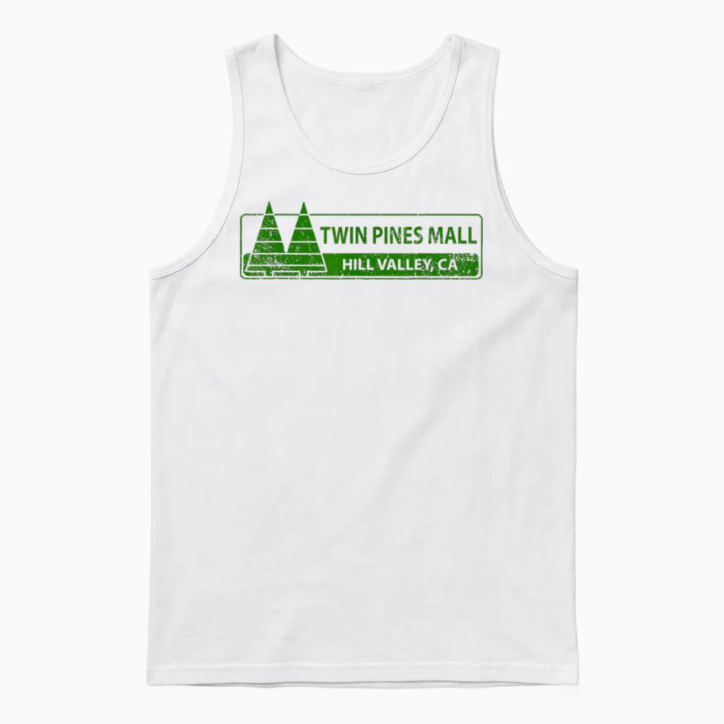 Twin Pines 80er Jahre Future Mall Back Hill Valley Film Fan Lone Unisex Tank Top in White