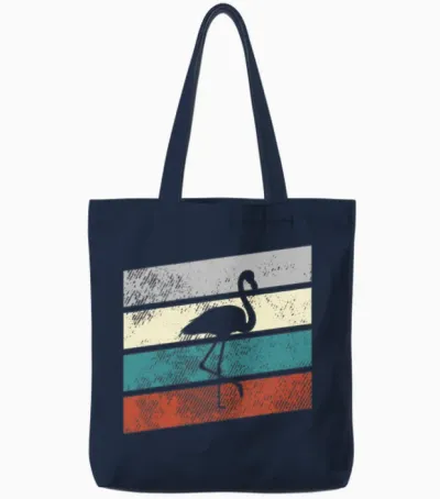 Flamingo Retro Tote Bags - Navy