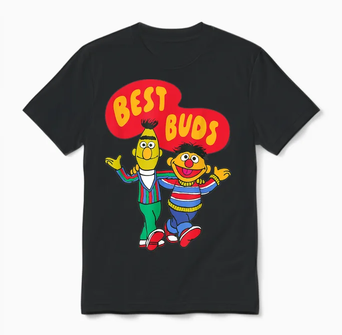 Sesame Street - Ernie Bert Best Buds Unisex T-Shirt in Black