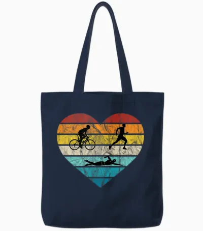 Ich Liebe Triathlon Schwimmen Radfahren Laufen Triathlet Tote Bags - Navy