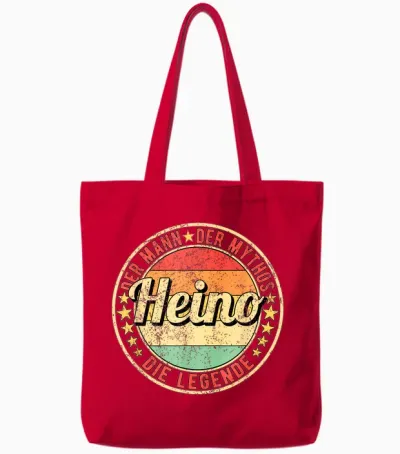 Men's Heino the Man the Mythos Die Legend T-Shirt, Black, S Tote Bags - Red