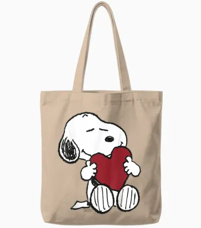 Peanuts - Snoopy I Love You Tote Bags - Natural
