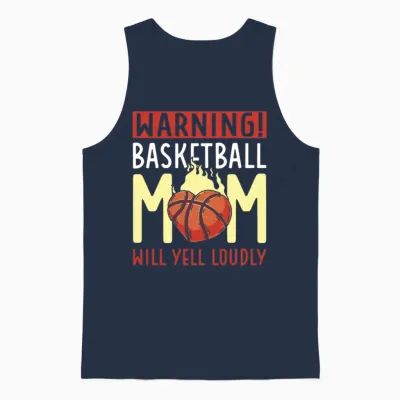 Warning Basketball Mom Will Yell Loudly Unisex Tank Top - Navy