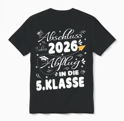 Abschluss Grundschule 2026 Einschulung 5.klasse Mädchen Unisex T-Shirt - Black