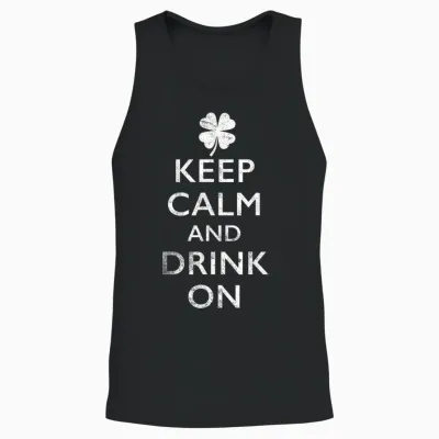 Keep Calm and Drink on Funny St Pattys Unisex Tank Top - Black