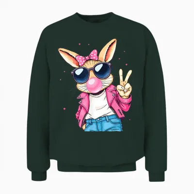 Cooles Hasi Bunny Kaninchen Osterhase Kinder Mädchen Ostern Unisex Sweatshirt - Forest
