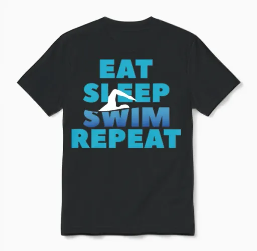 Eat Sleep Swim Repeat, Funny Swimmer Gift Unisex T-Shirt in Black