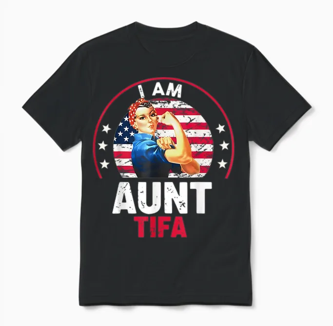 Vintage I Am Aunt Tifa Woman's Girl Aunt Tifa America Unisex T-Shirt in Black