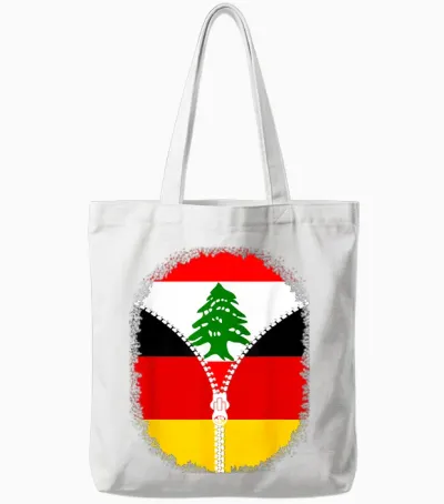 Libanon-Deutschland-Flagge, Libanesischer Deutscher Reißverschluss Tote Bags - White