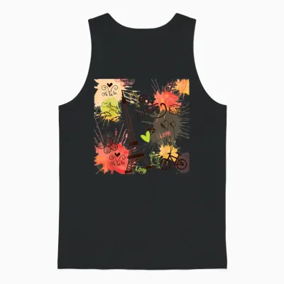 Paris Eiffel Tower France French Souvenir French Unisex Tank Top - Black