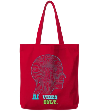 Ai Vibes Only: Neural Network Brain Design Tote Bags - Red