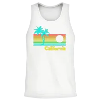 1980s Vintage Retro California Unisex Tank Top - White – 2