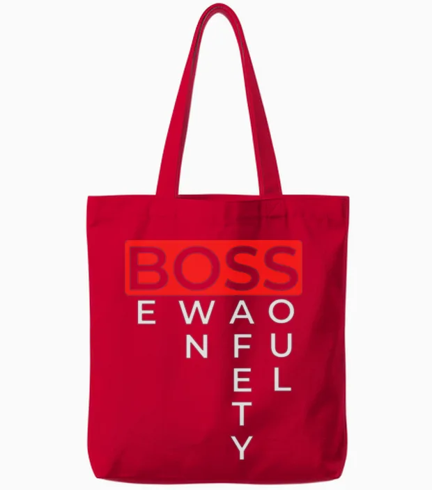 Boss Logo Funny Tote Bags in Red