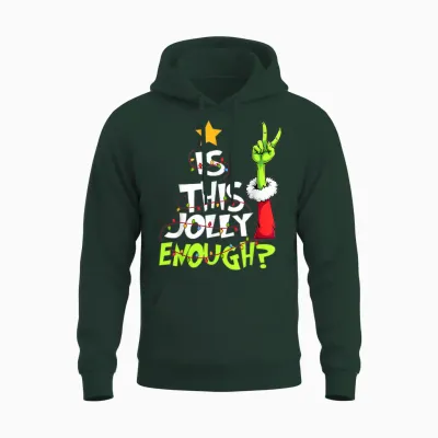 Is This Jolly Enough Funny Christmas Light Men Women Unisex Hoodie - Forest