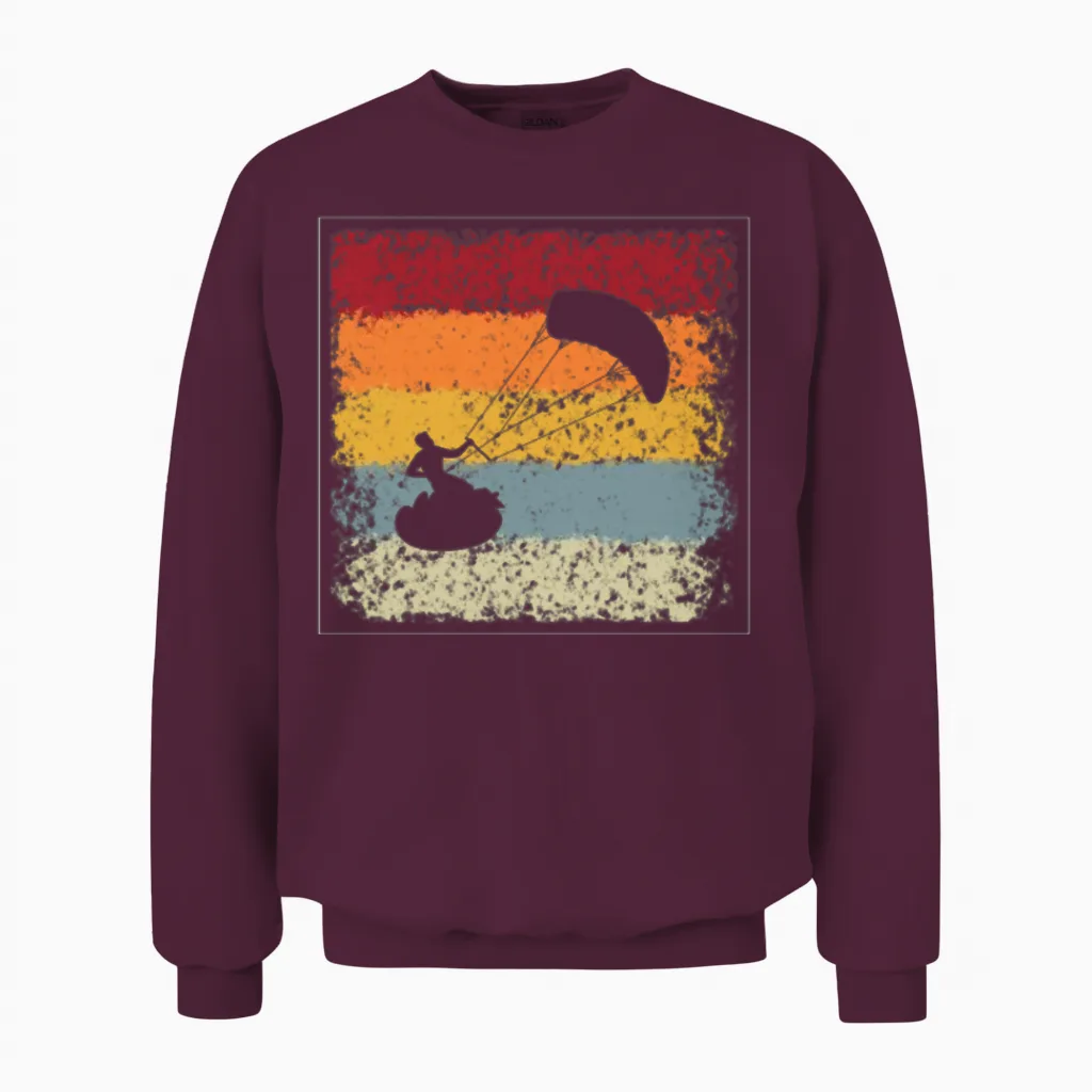 Kite Surfing Retro Unisex Sweatshirt in Maroon