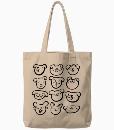 Dog Emojis Tote Bags - Natural