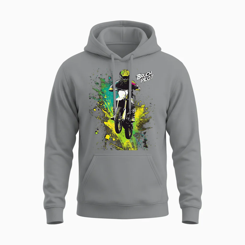 Bruchpilot Dirt Bike Farbiges Motocross Motorrad Für Jungen Unisex Hoodie in Sport Grey