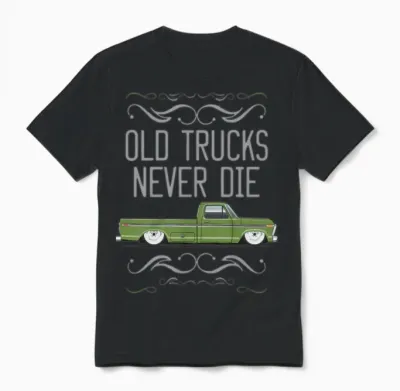 Old Trucks Limestone Green Unisex T-Shirt - Black