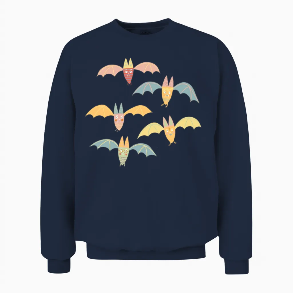 Funny Vampire Bats Unisex Sweatshirt in Navy