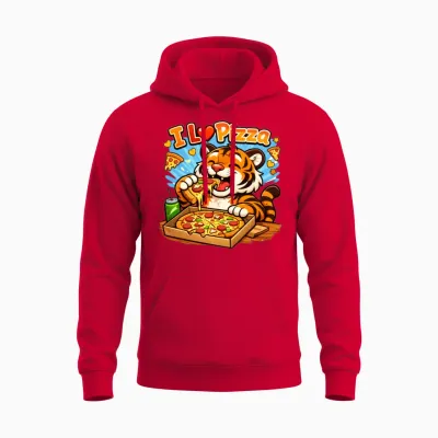 Tigers Love Pizza Unisex Hoodie - Red