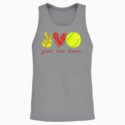 Peace Love Tennis Cute Tennis Lovers Unisex Tank Top - Sport Grey