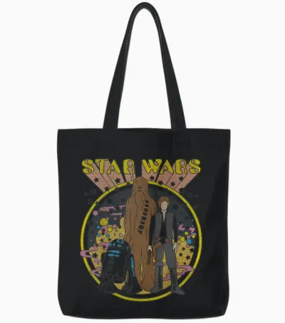 Star Wars Vintage Psych Rebels Disney+ Tote Bags - Black