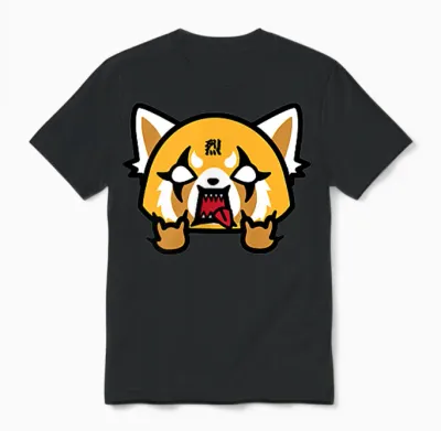 Aggretsuko Rage Front and Back Logo Unisex T-Shirt - Black