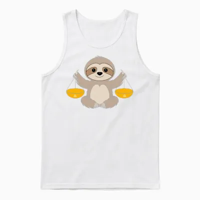 Libra Zodiac Sloth Balancing Harmony Unisex Tank Top - White