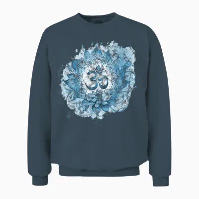 Om Mantra, Lotus, Buddhismus, Yoga, Spirituelles Symbol, Spritzer Unisex Sweatshirt - Dark Heather