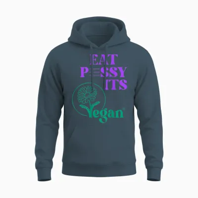 Eat Pssy Its Vegan X Pusssy Censored Vegetarian Vegan Back T-Shirt, White Unisex Hoodie - Dark Heather