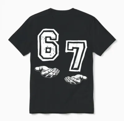 Six Seven 67 Meme Funny Gen Alpha Brain Red Unisex T-Shirt - Black